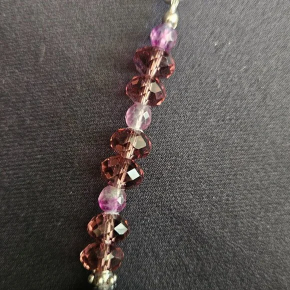 Hand Crafted Carved Amethyst Fluorite Necklace and Bracelet Ensemble - Picture 6 of 12